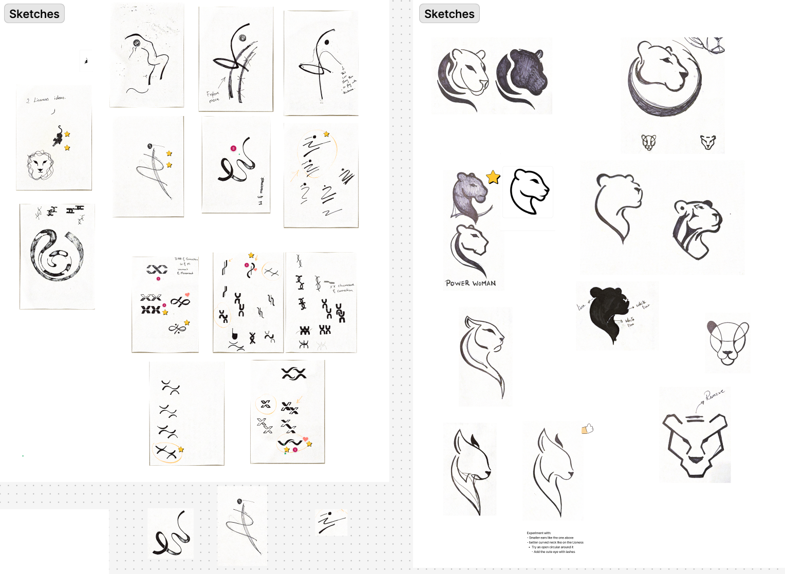 Logo sketches exploring the lynx concept
